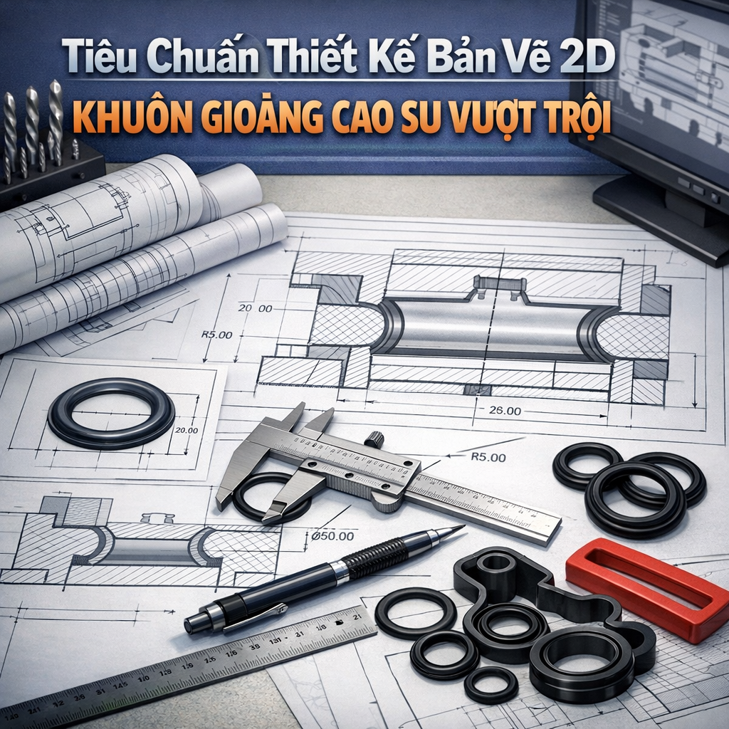 Illustration of Tiêu chuẩn thiết kế bản vẽ 2D khuôn gioăng cao su vượt trội